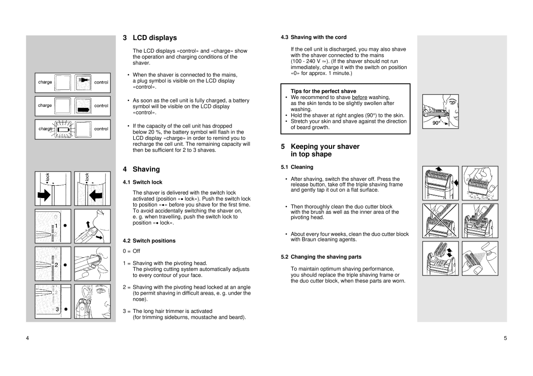 Braun 6525 manual LCD displays, Shaving, Keeping your shaver in top shape 