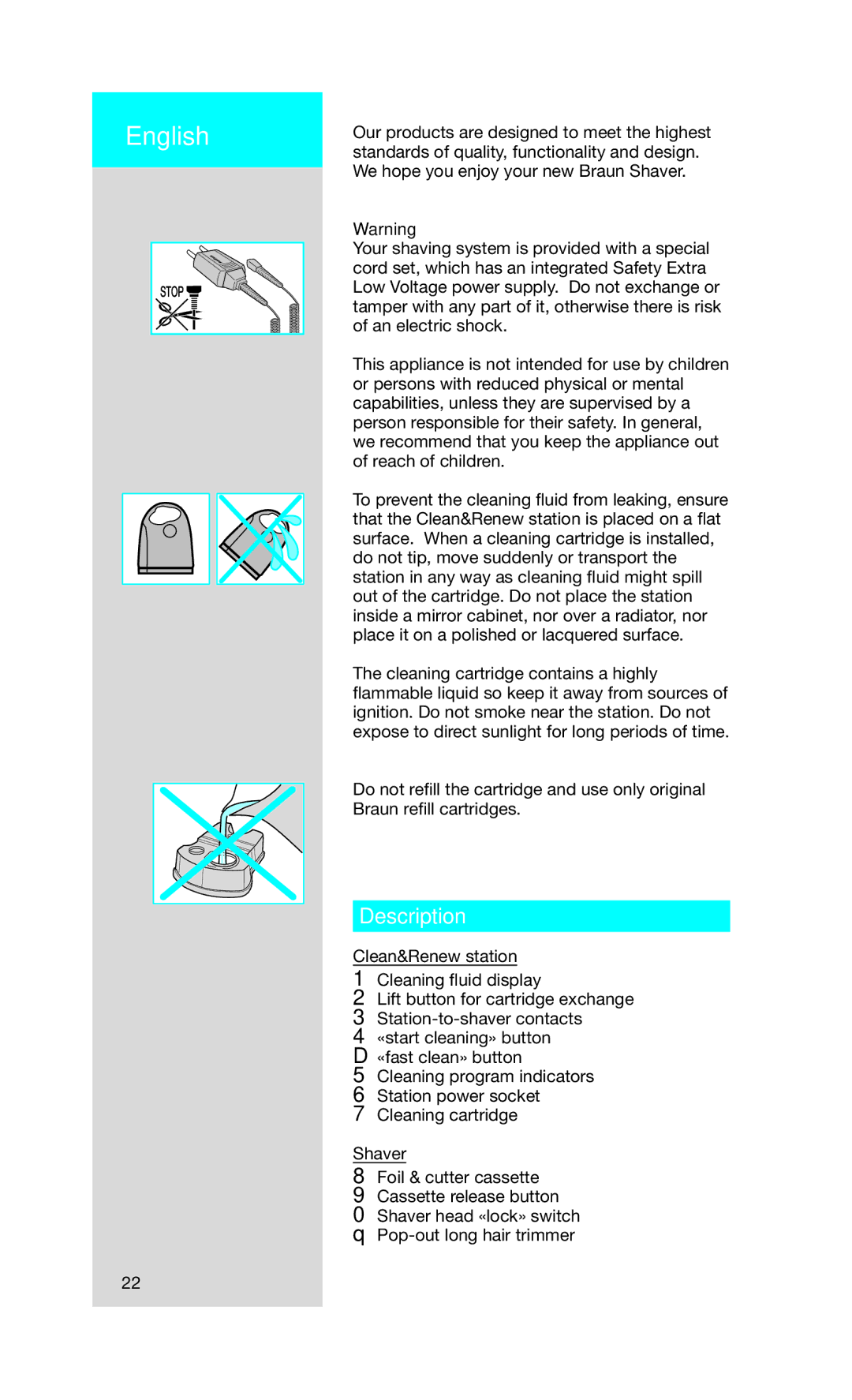 Braun 7 manual English, Description 