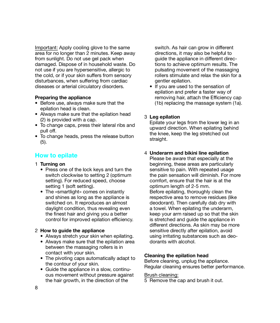 Braun 7185 manual How to epilate 