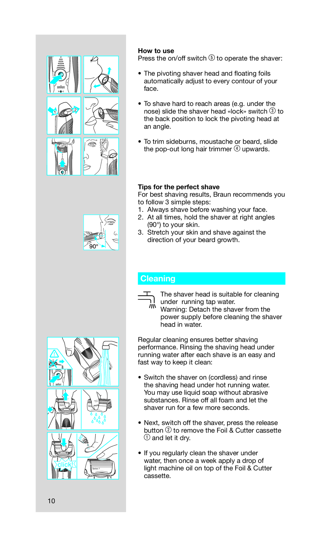 Braun 730S-4, 720S-4 manual Cleaning, How to use 