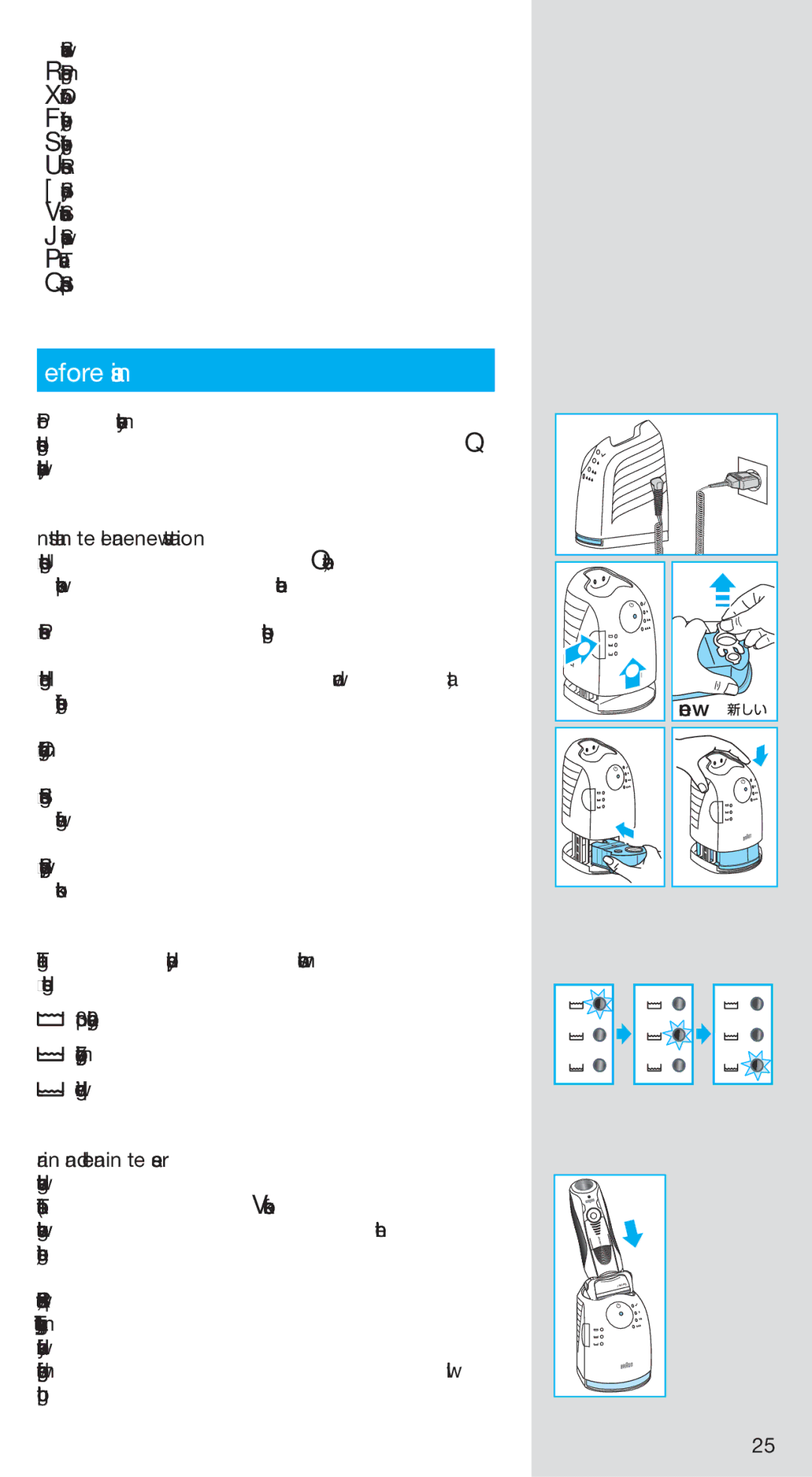 Braun 750CC-5 manual Before shaving, Installing the Clean&Renew station, Charging and cleaning the shaver 