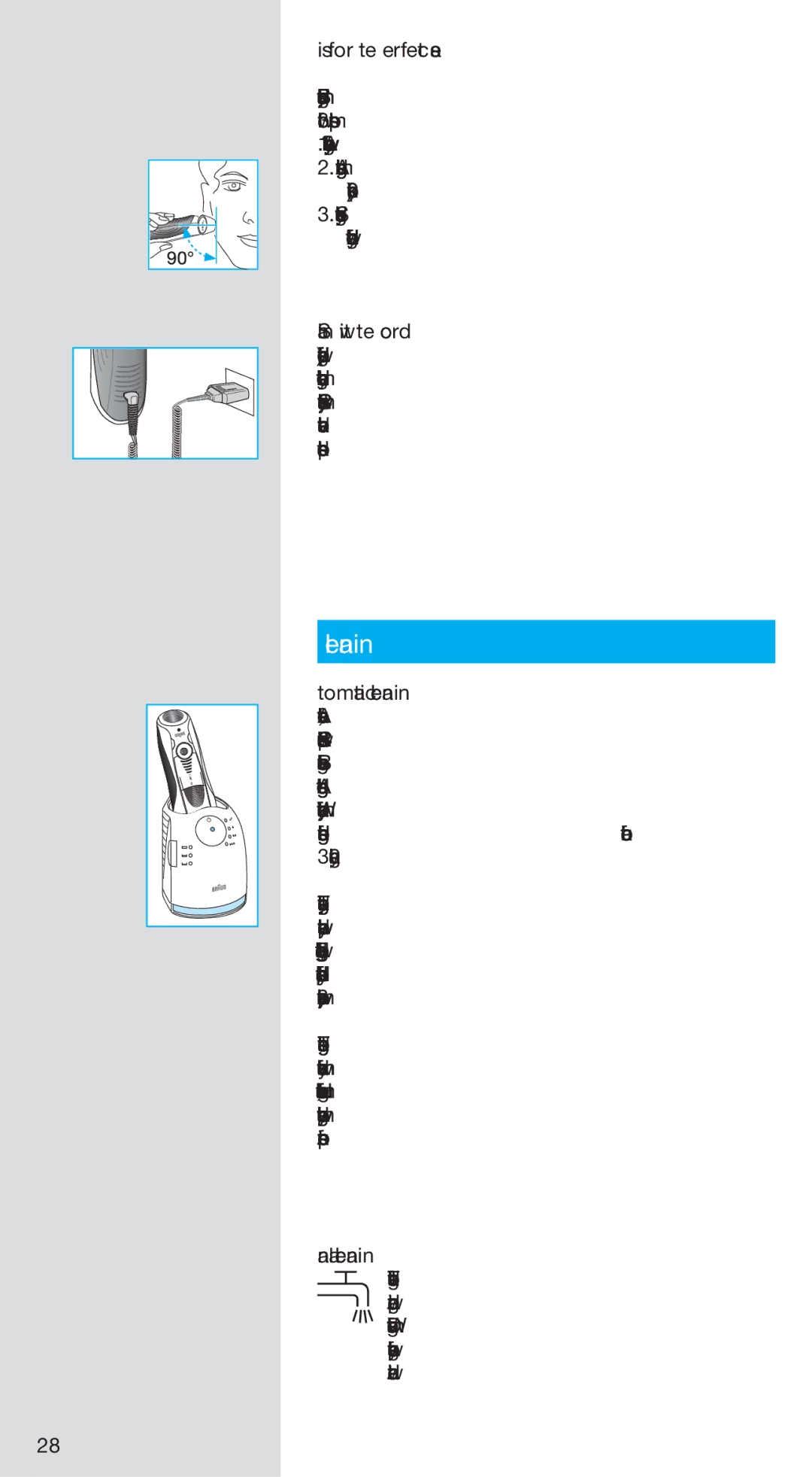 Braun 750CC-5 manual Cleaning, Tips for the perfect shave, Shaving with the cord, Automatic cleaning, Manual cleaning 