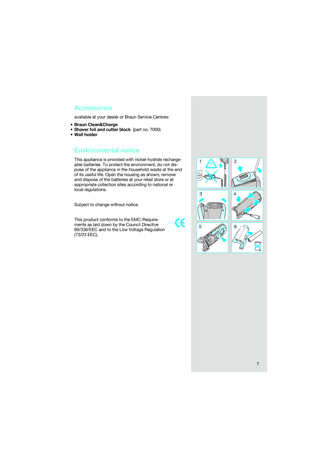 Braun 7510 manual Accessories, Environmental notice 