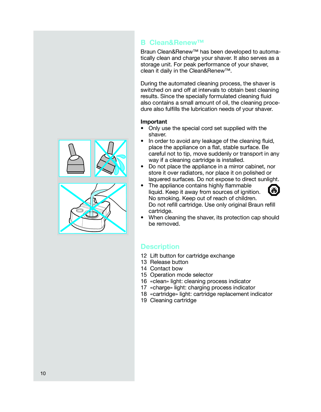 Braun 7526 manual Clean&Renew, Description 