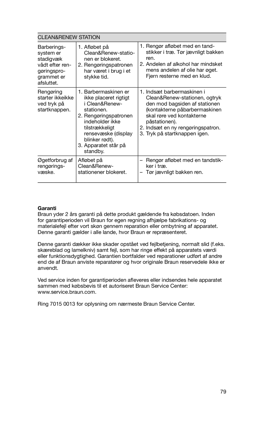 Braun 760CC-7 manual CLEAN&RENEW Station, Garanti 