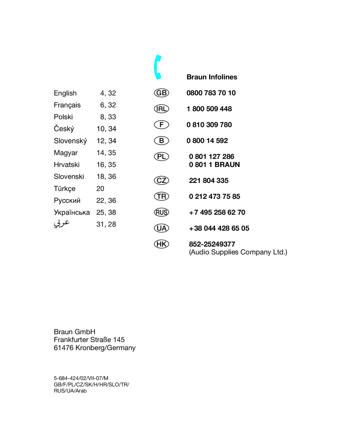 Braun 835 manual English Français Polski 