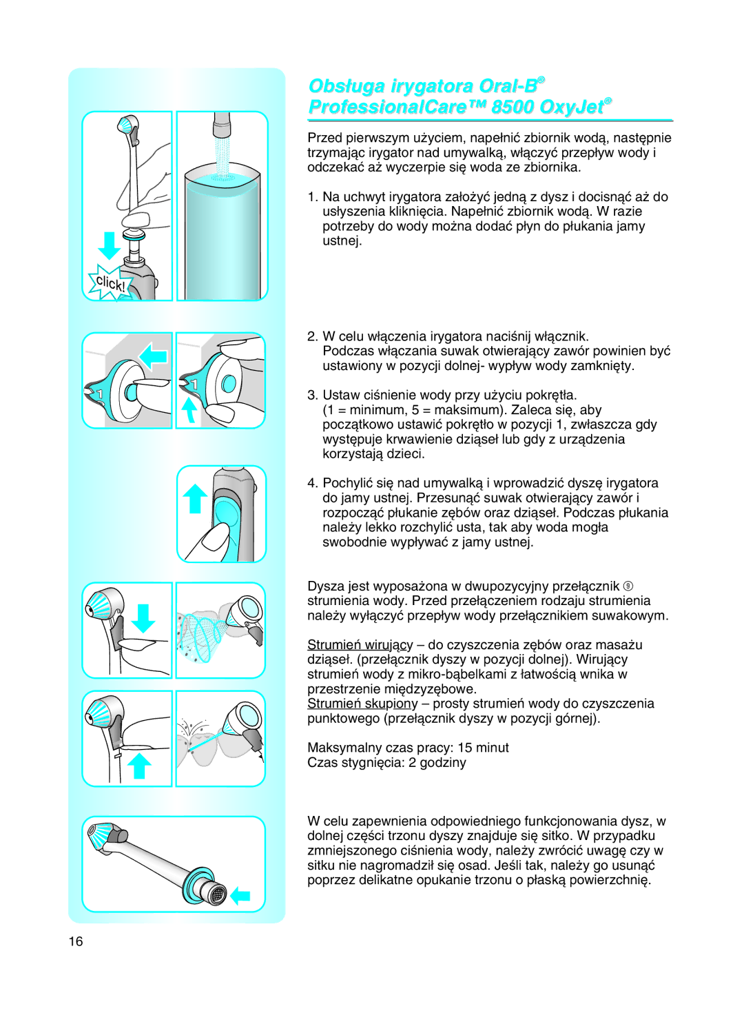 Braun manual Obs∏uga irygatora Oral-BProfessionalCare 8500 OxyJet 