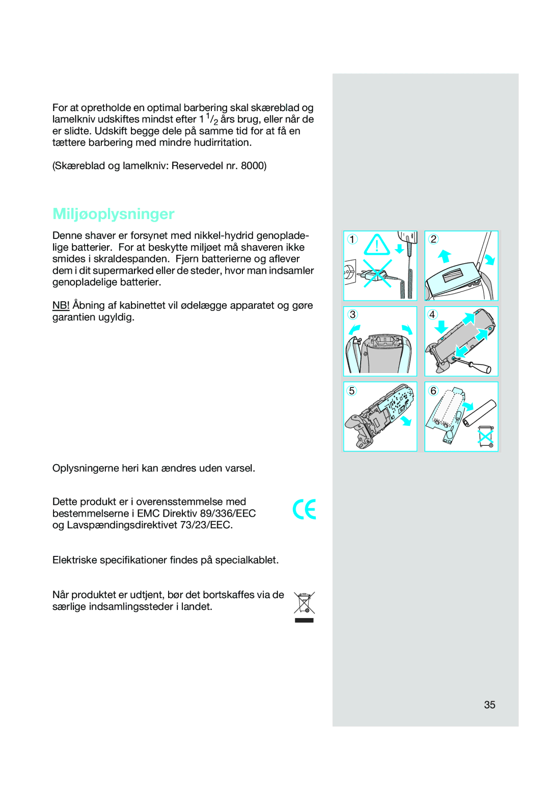 Braun 8588, 8583 manual Miljøoplysninger 