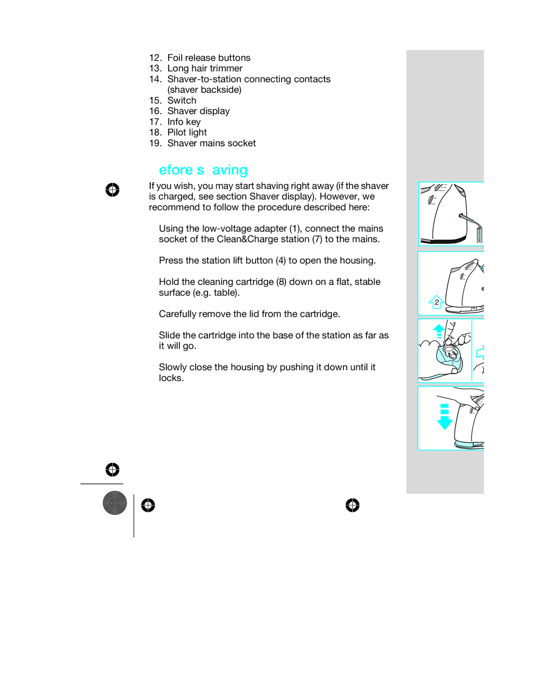 Braun 8595 manual Description, Before shaving 