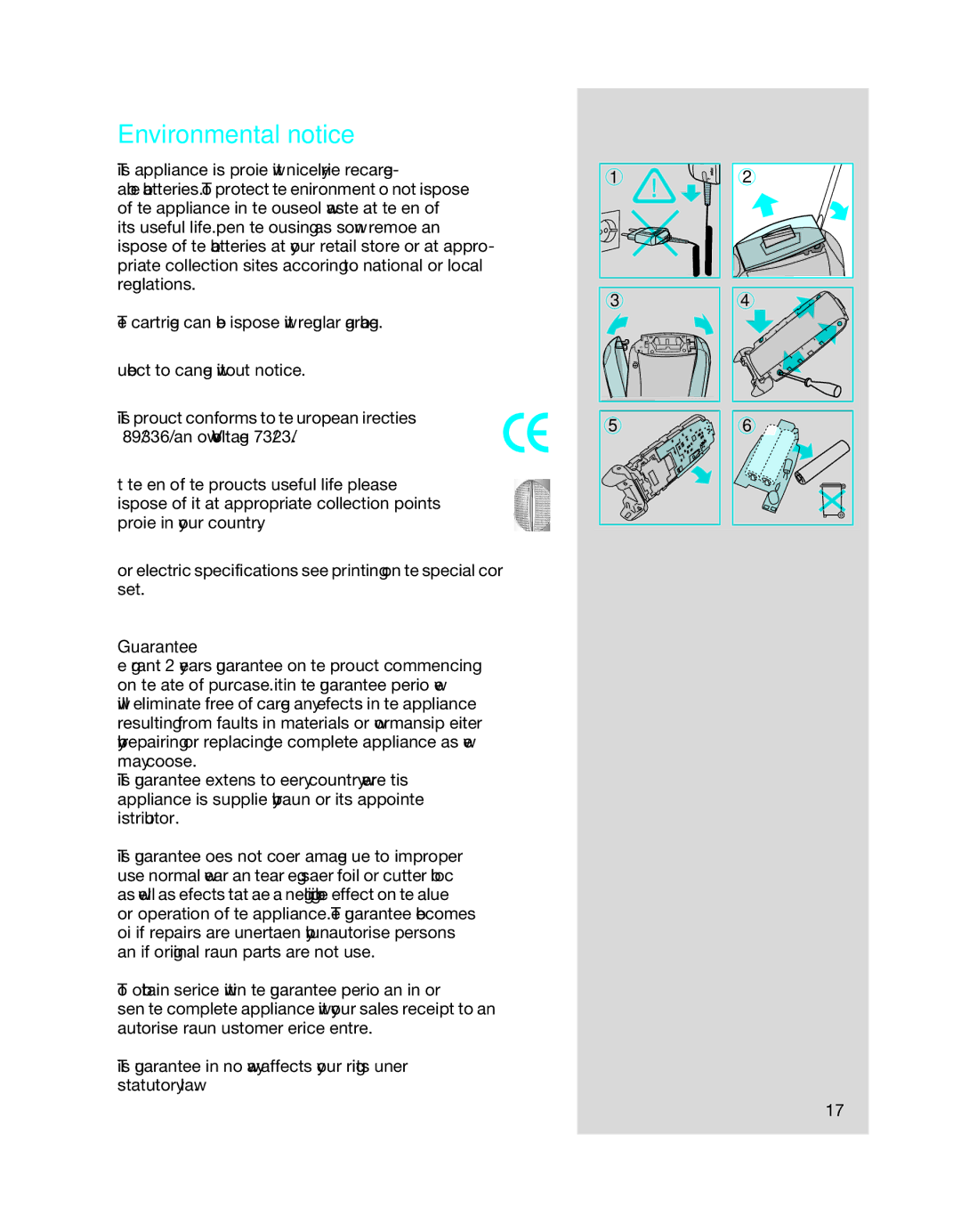 Braun 8985 manual Environmental notice, Guarantee 