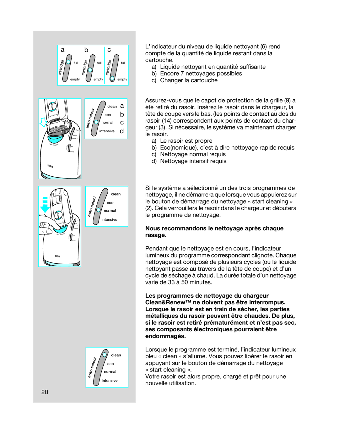 Braun 8990 manual « start cleaning » 