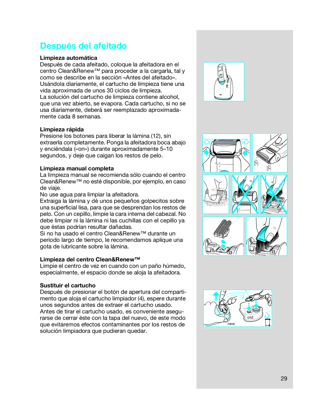 Braun 8990 manual Después del afeitado 