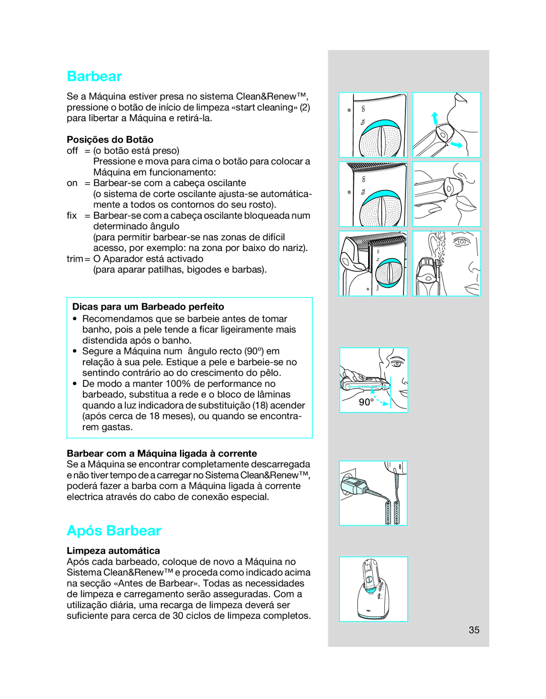 Braun 8990 manual Após Barbear 