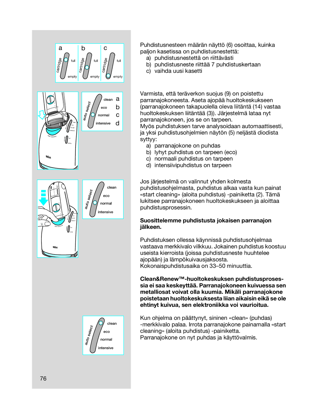 Braun 8990 manual Parranajokone on nyt puhdas ja käyttövalmis 