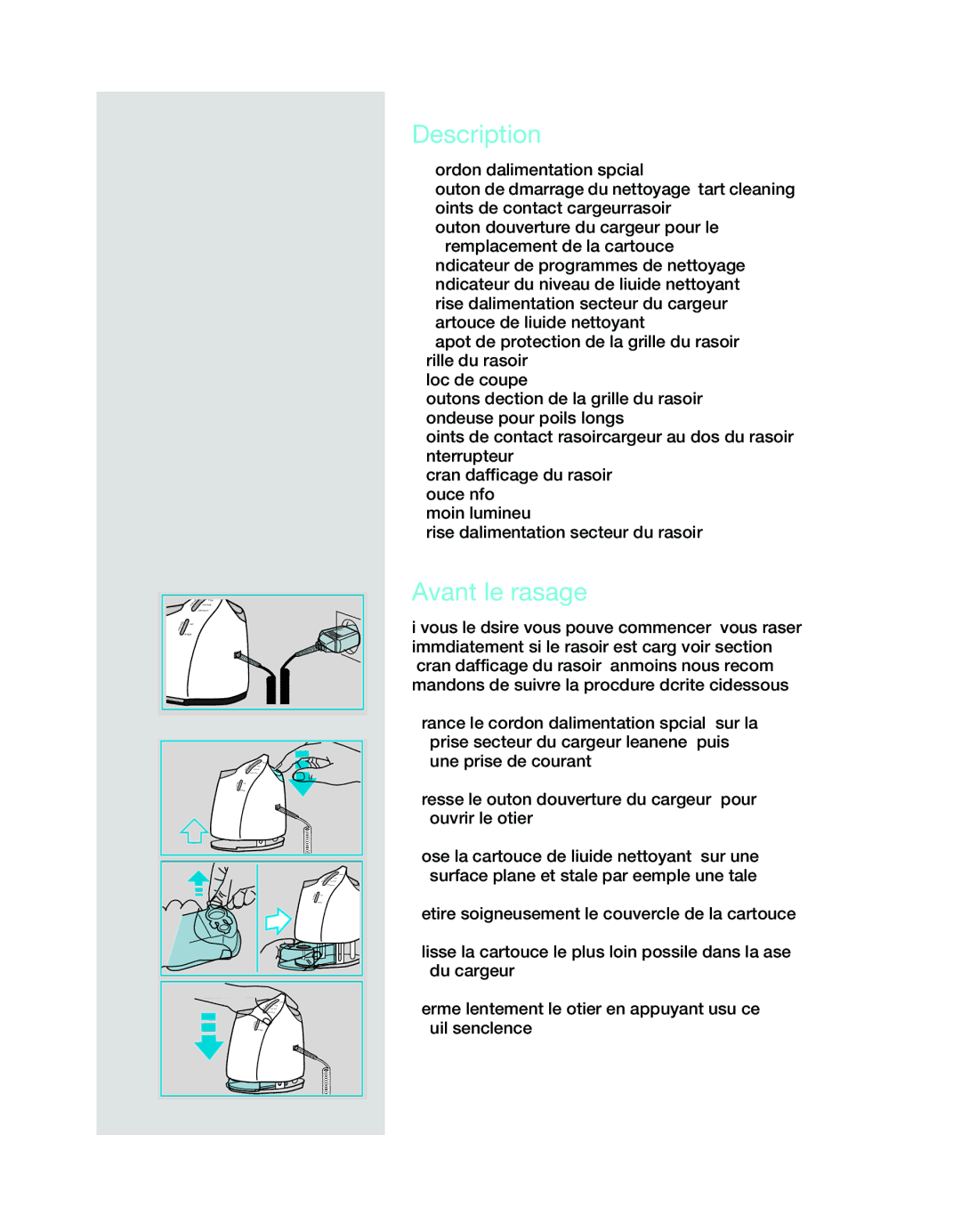 Braun 8995 manual Description, Avant le rasage 