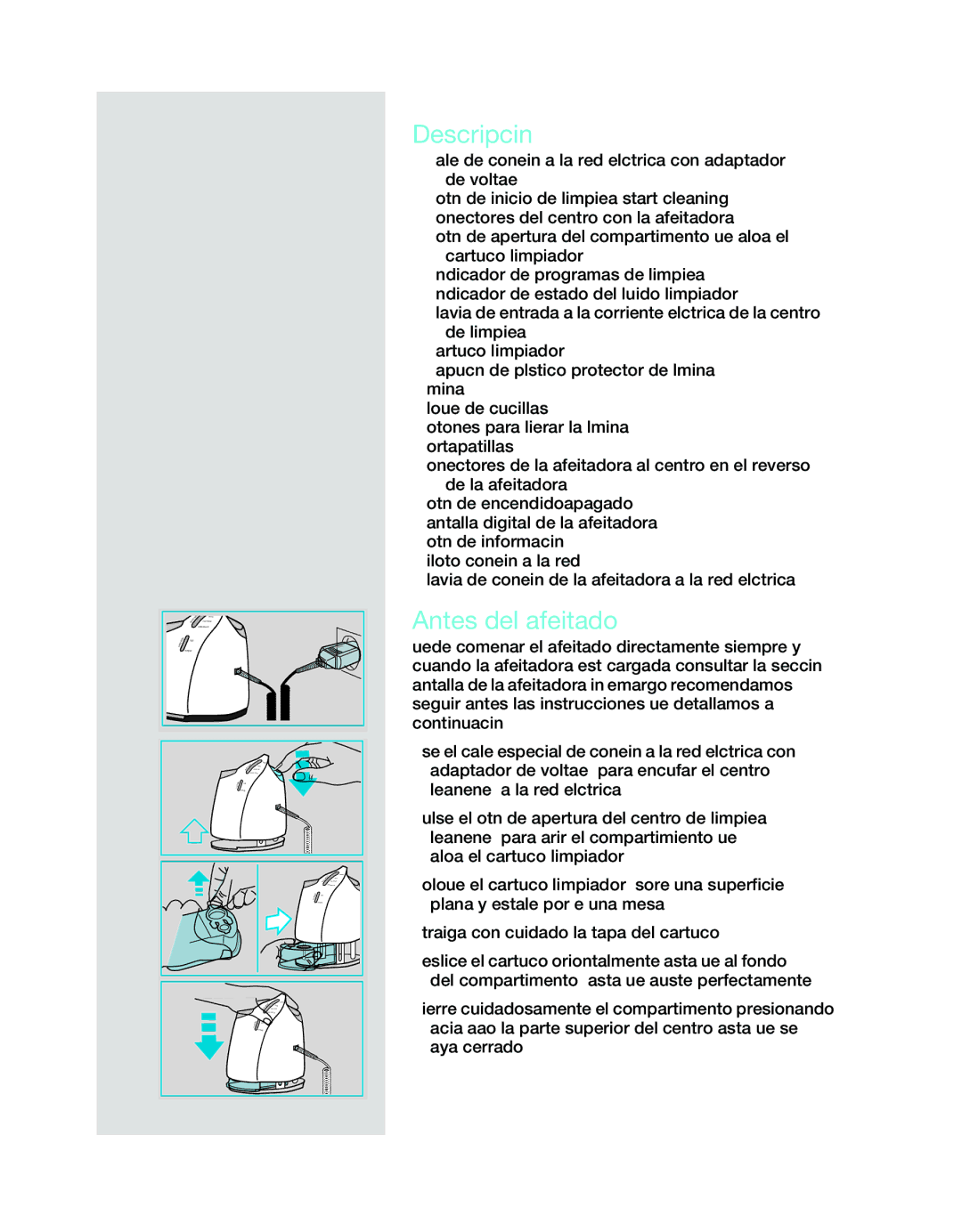 Braun 8995 manual Descripción, Antes del afeitado 