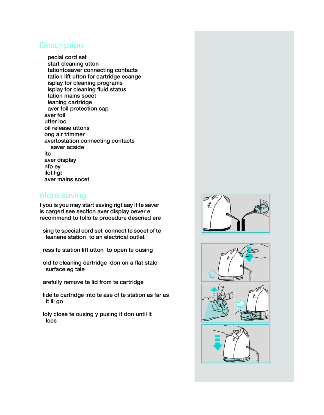 Braun 8995 manual Description, Before shaving 