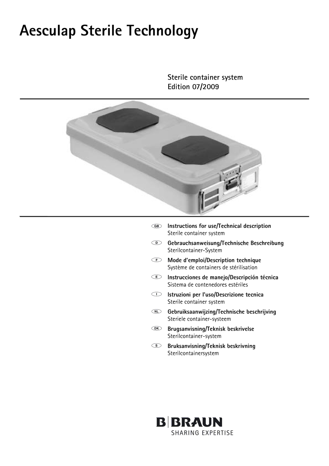 Braun 9-Jul manual Sterile container system Edition 07/2009 