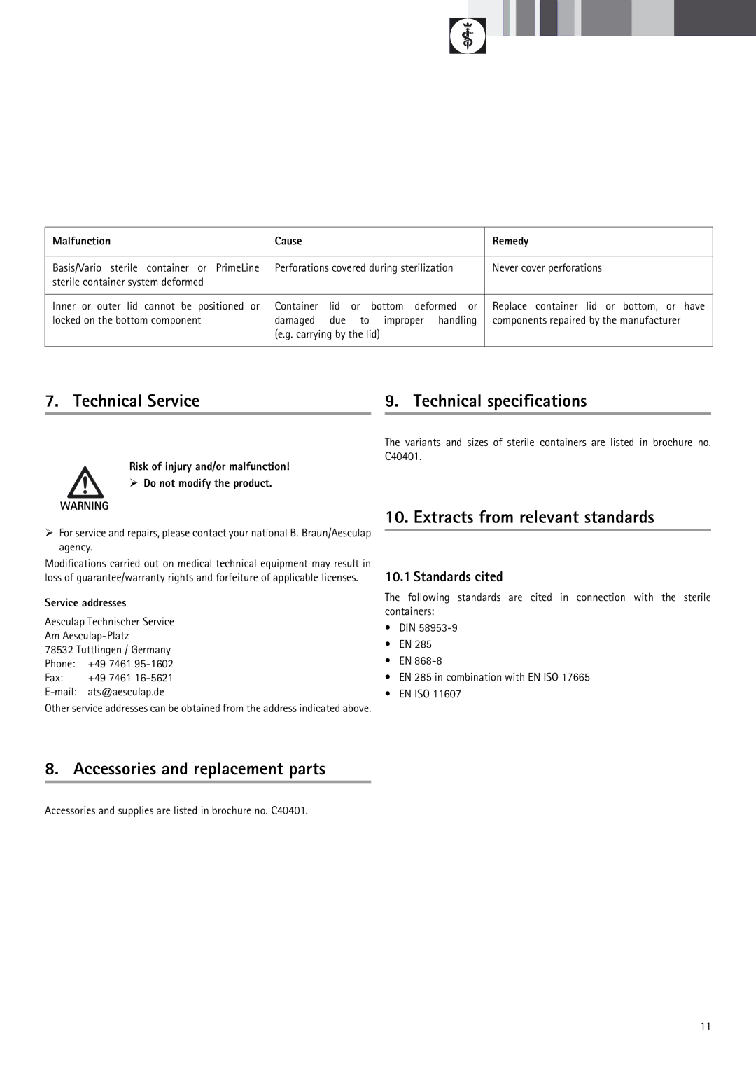 Braun 9-Jul manual Technical Service Technical specifications, Extracts from relevant standards, Standards cited 