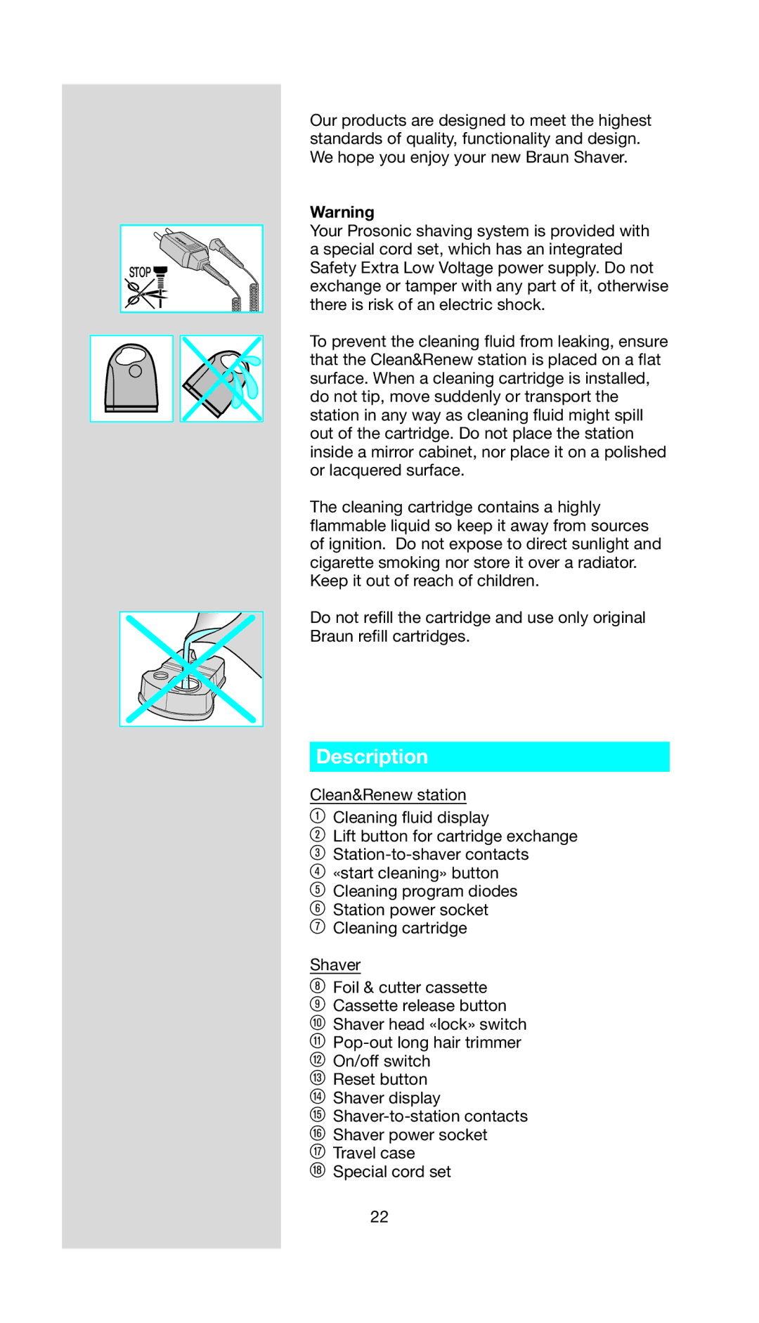 Braun 9591, 9581 manual Description 