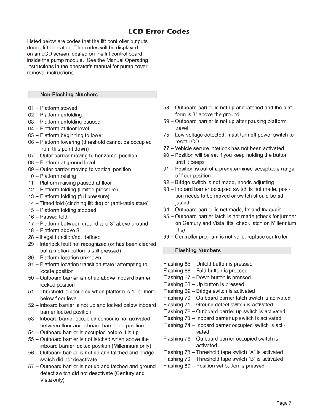 Braun A2 service manual #$#%Rror #Odes, Non-Flashing Numbers 