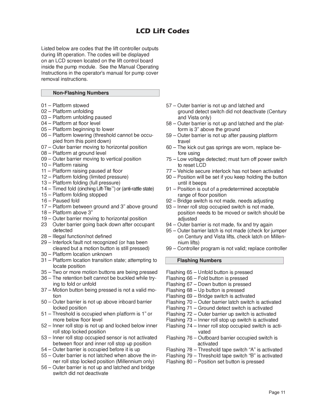 Braun A5 service manual Non-Flashing Numbers 