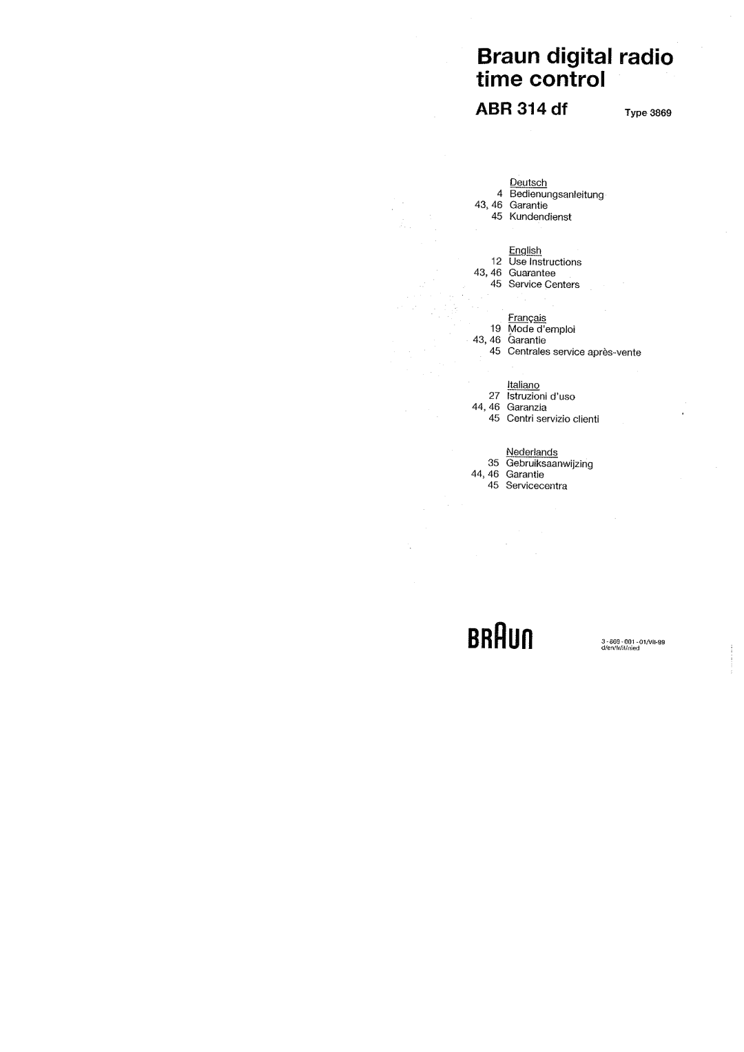 Braun ABR 314 DF manual 
