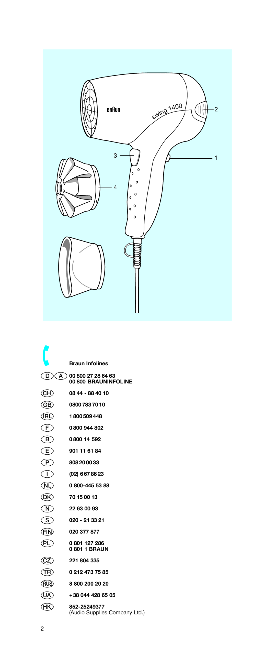 Braun BC1400, B 1200 manual Irl 