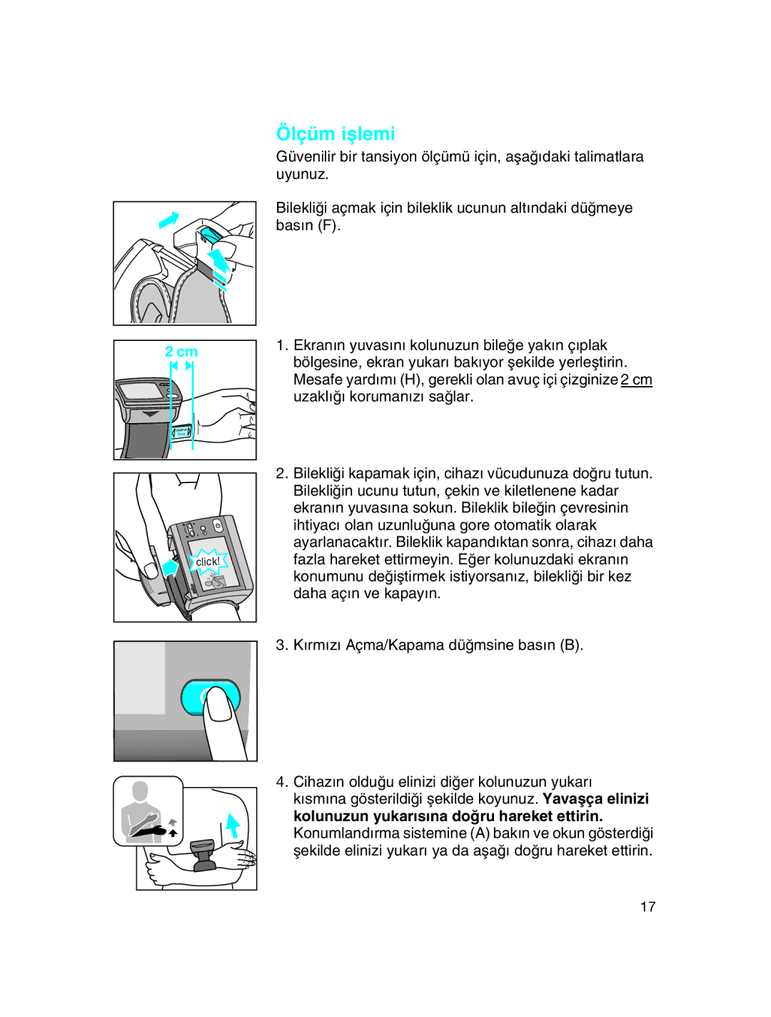 Braun BP3510 manual Ölçüm iµlemi 