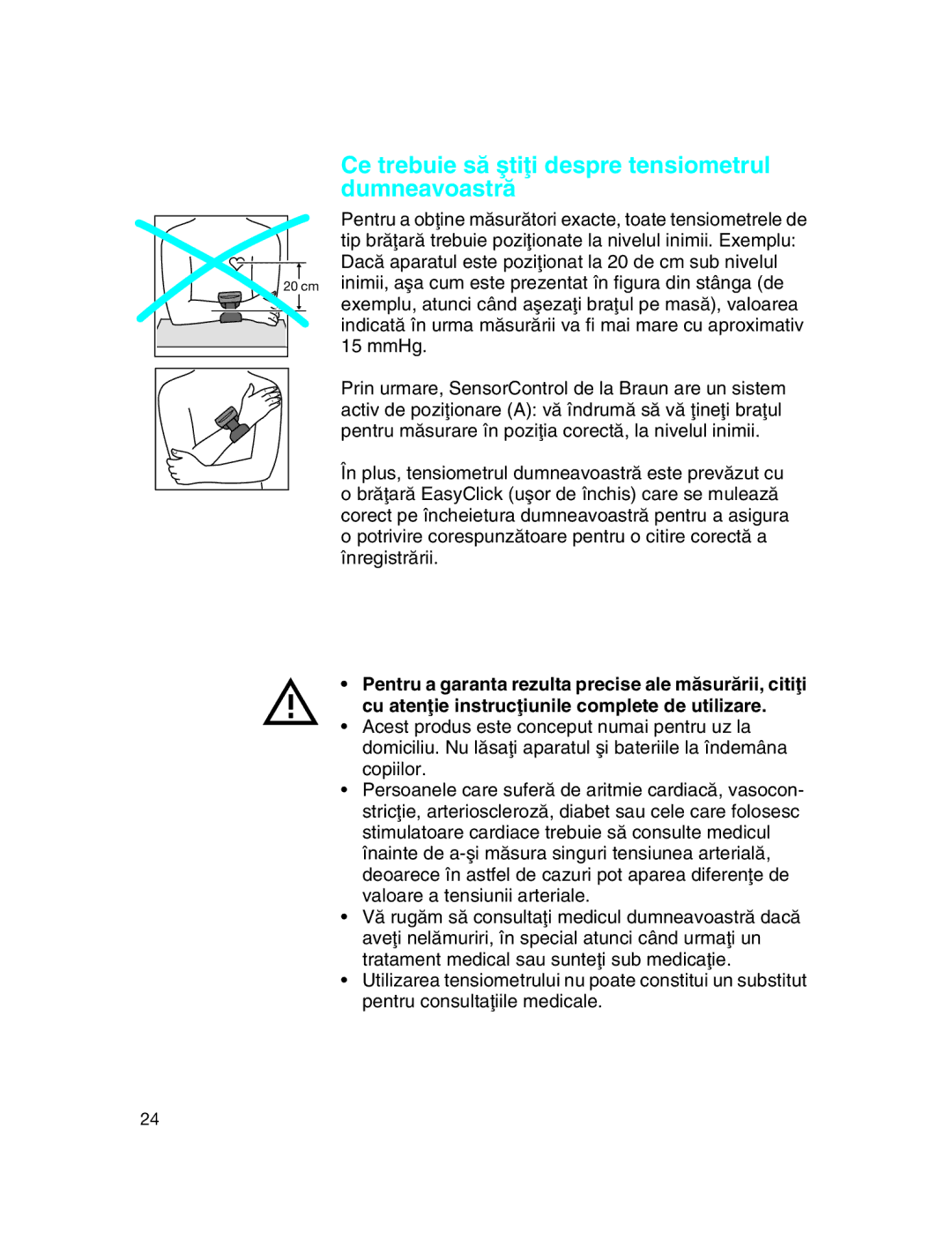 Braun BP3510 manual Ce trebuie så µtiøi despre tensiometrul dumneavoastrå 