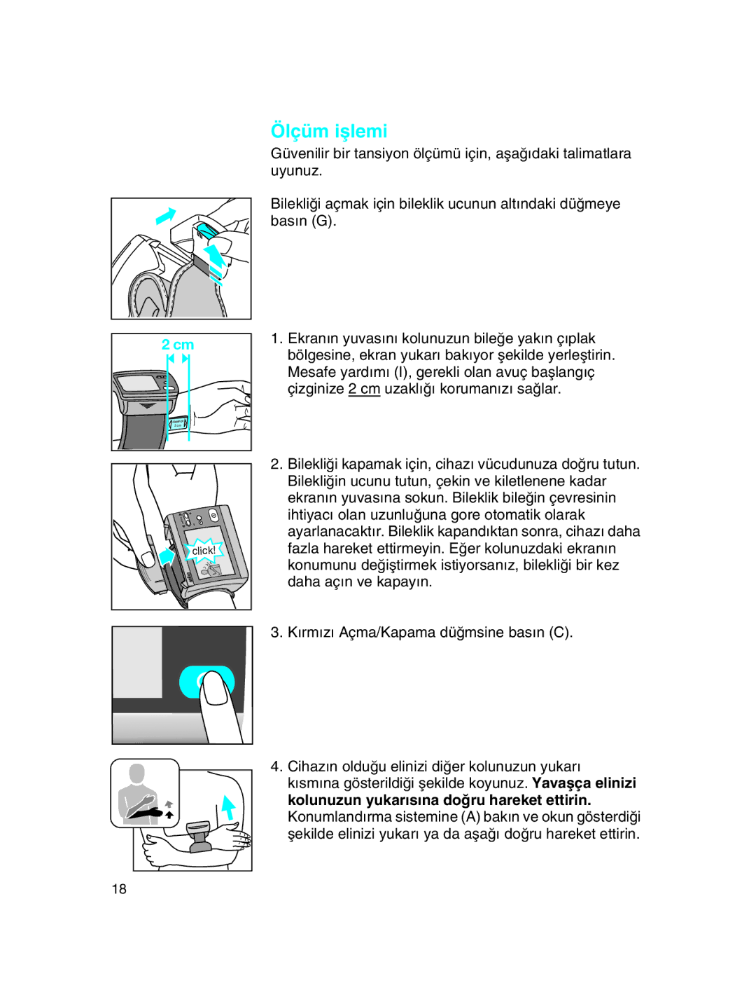 Braun BP3560, BP3550 manual Ölçüm iµlemi 