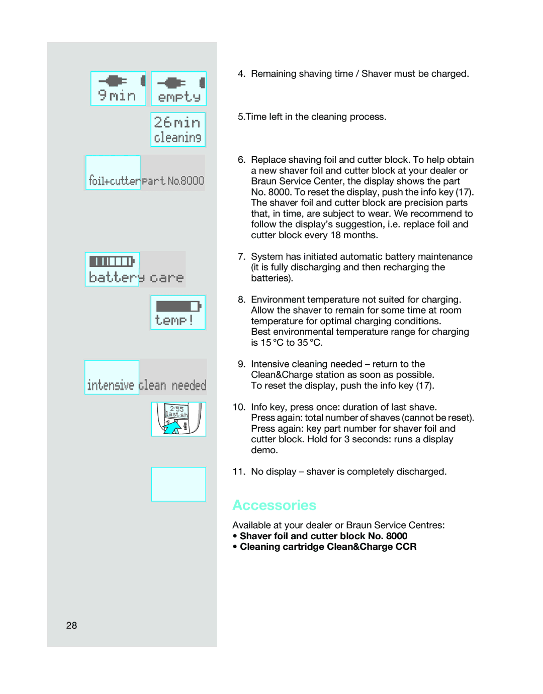 Braun BS 8795 manual Accessories 