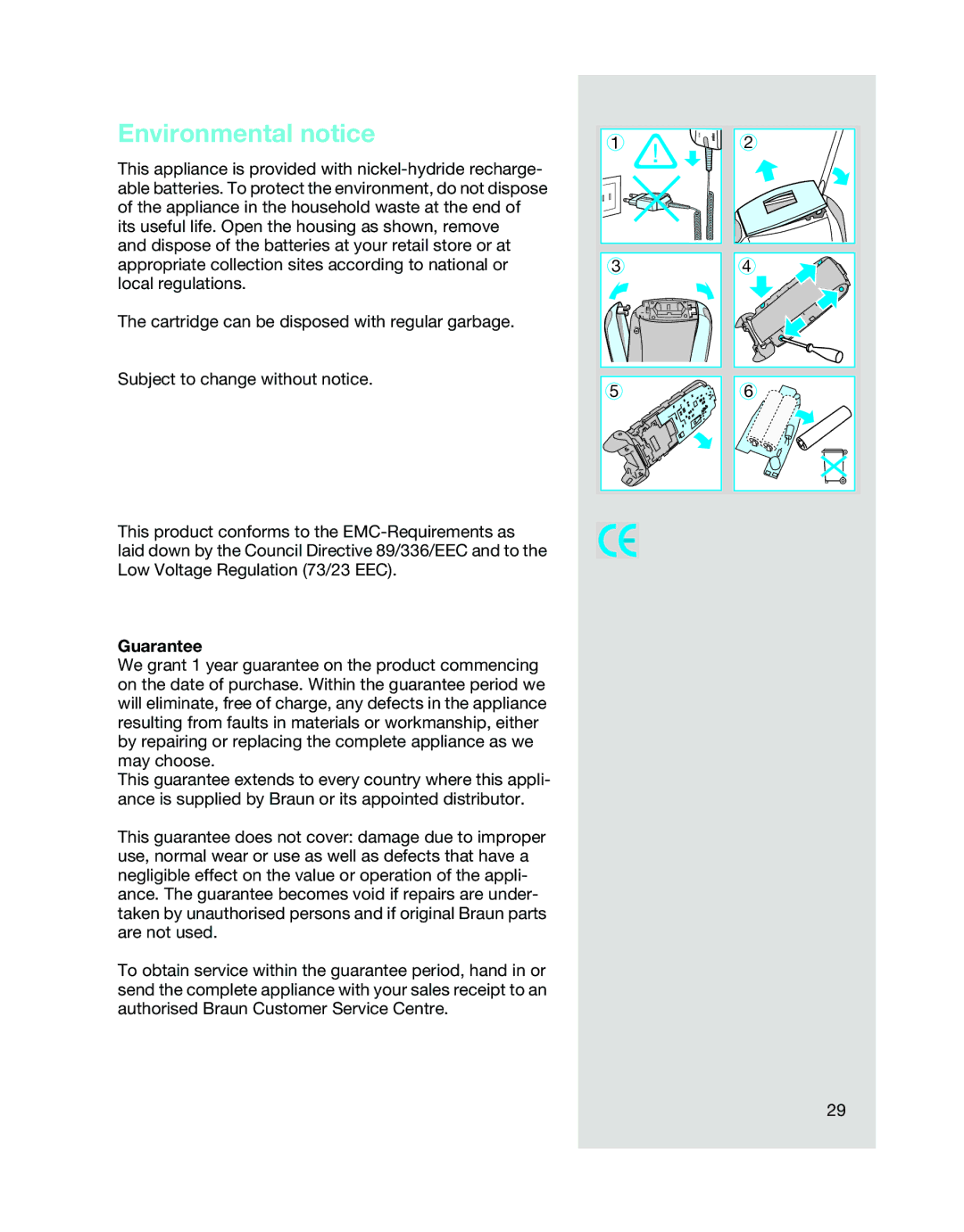 Braun BS 8795 manual Environmental notice, Guarantee 