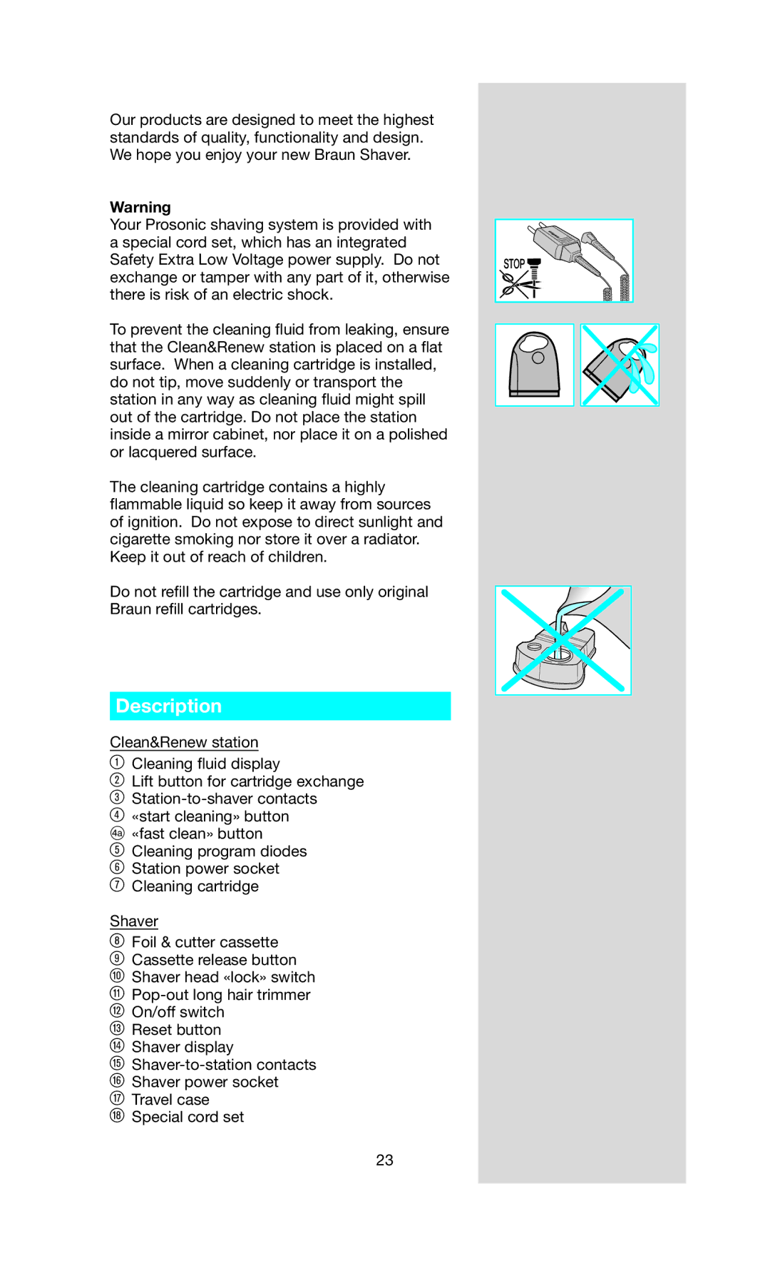 Braun BS 9795 manual Description 