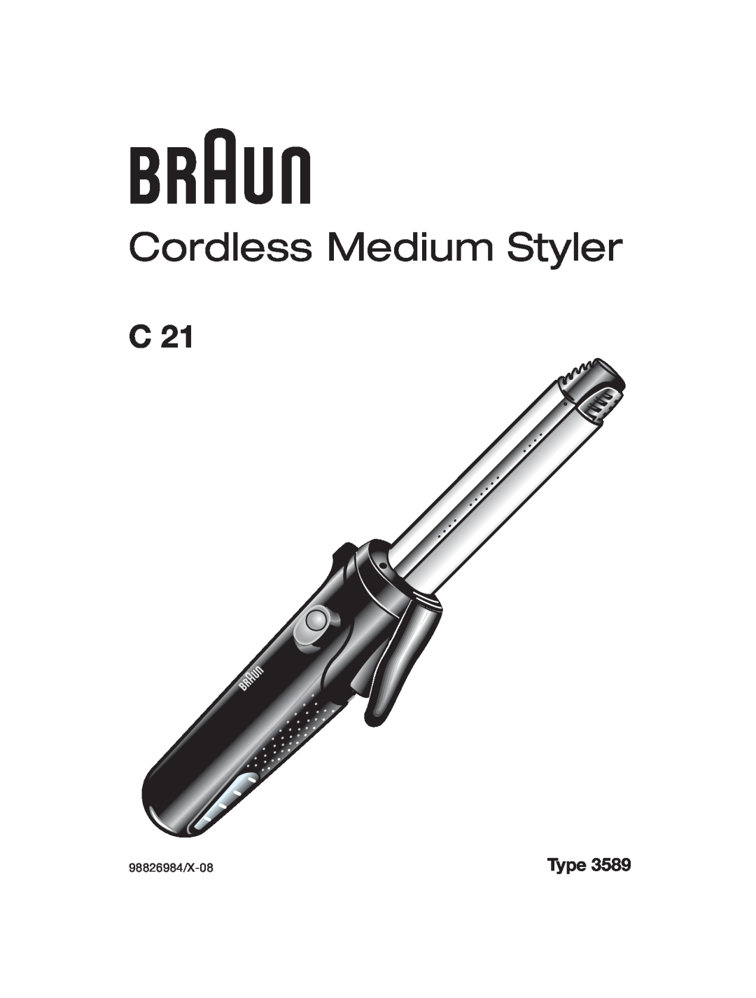 Braun C 21 manual Cordless Medium Styler, Type, 98826984/X-08 