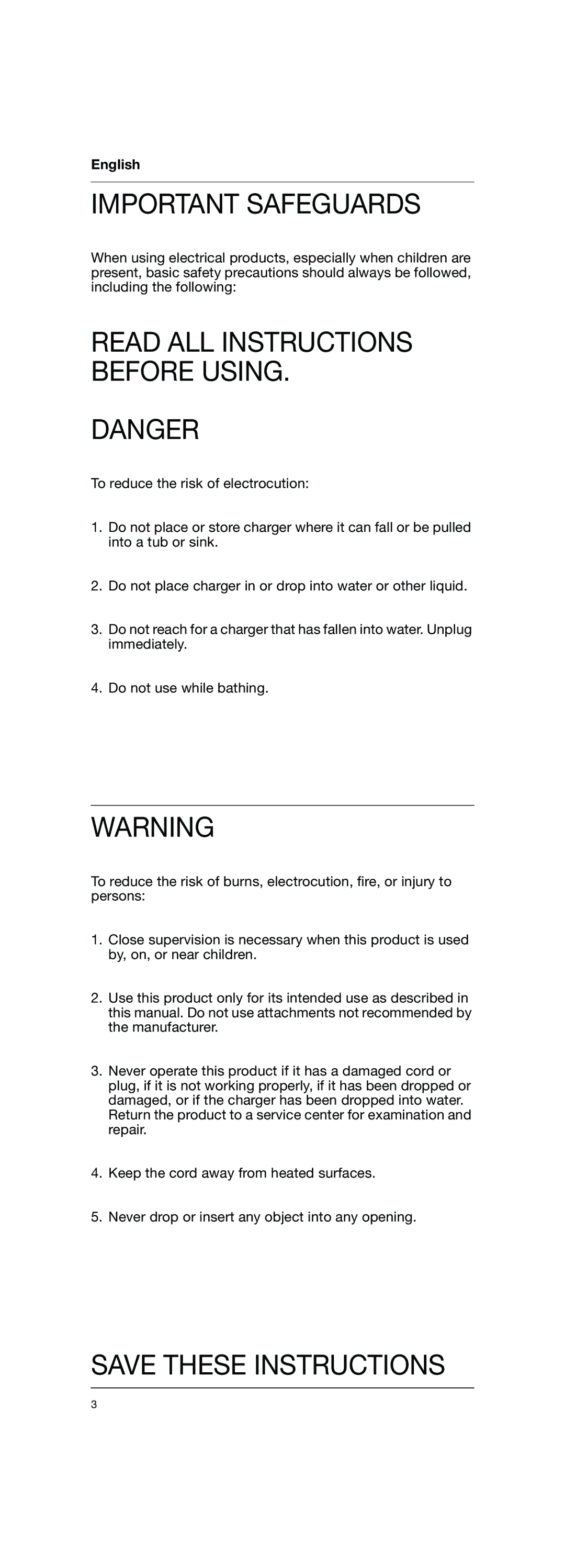 Braun D10 manual Important Safeguards, English 