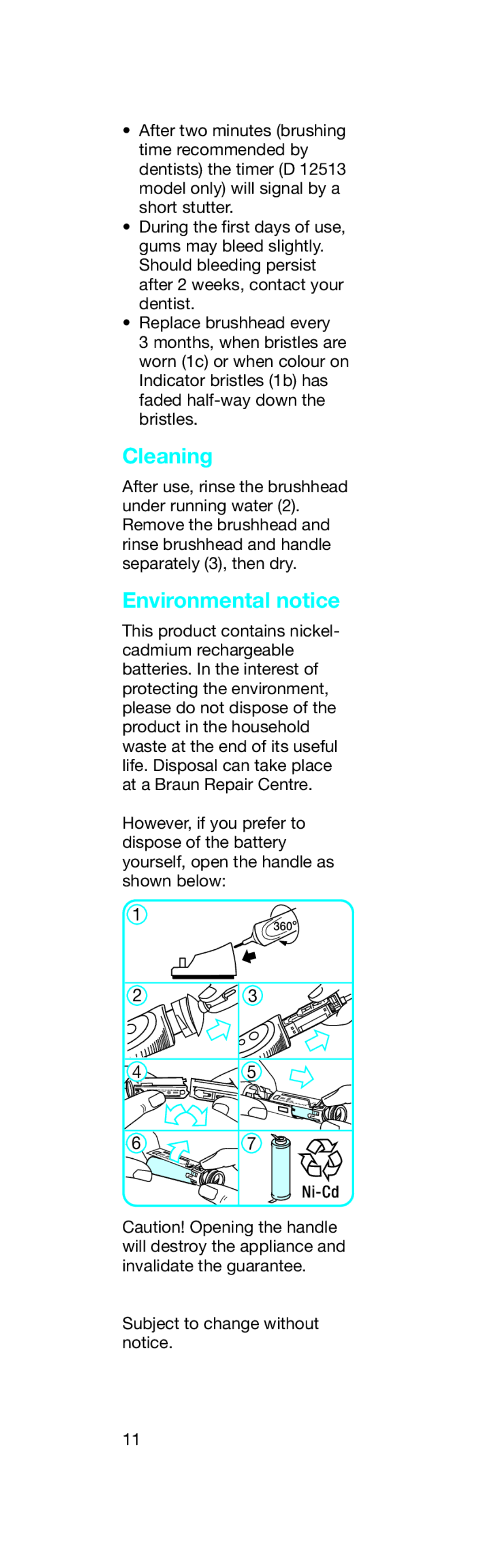 Braun D12013 W manual Cleaning 