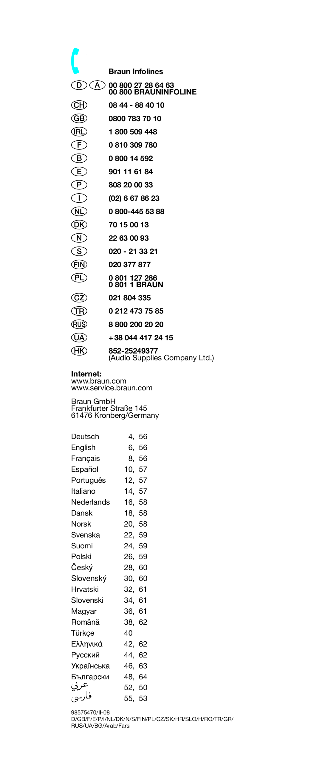 Braun EC 2 manual 00 800 Brauninfoline 