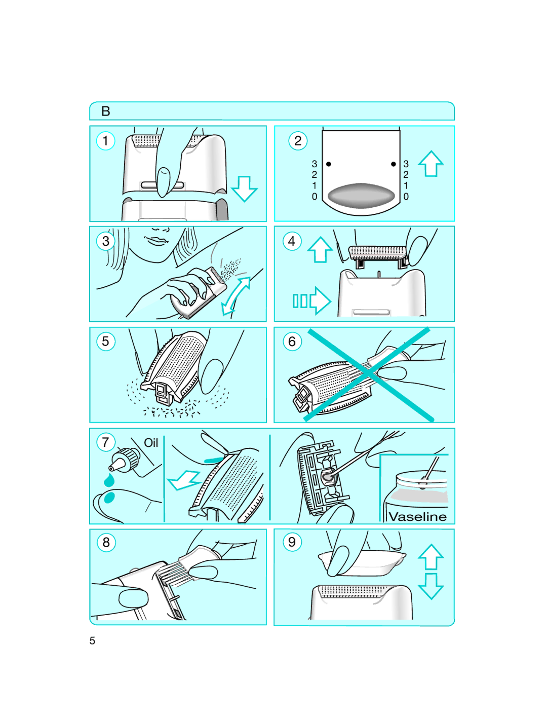 Braun ER 1383, ER 1393, ER 1373 manual Oil Vaseline 