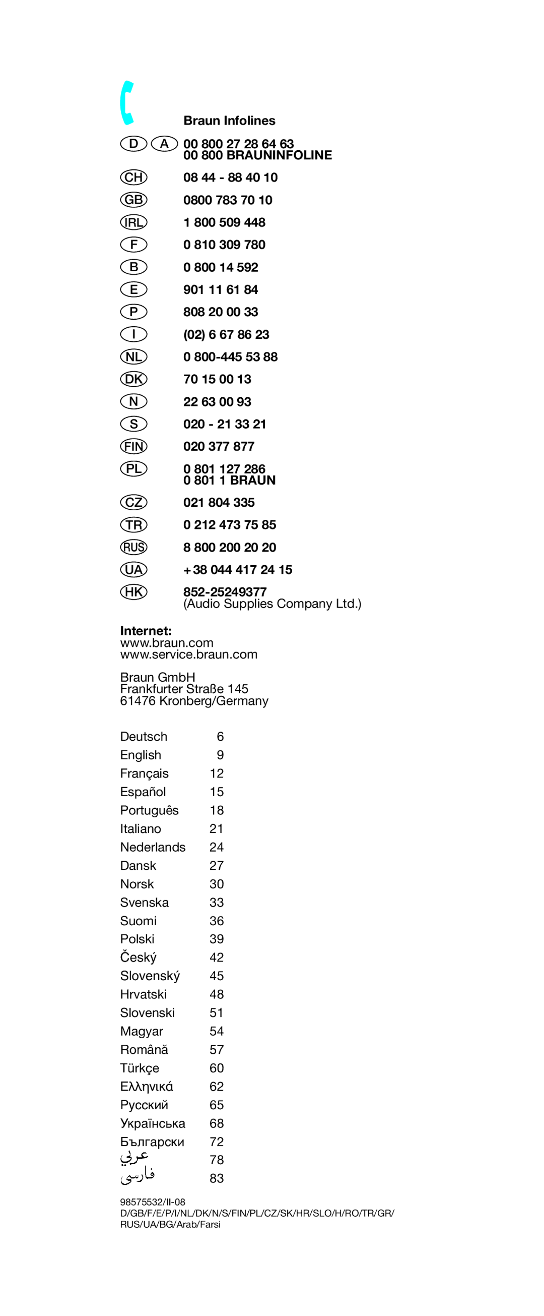 Braun ES 3 manual 00 800 Brauninfoline 