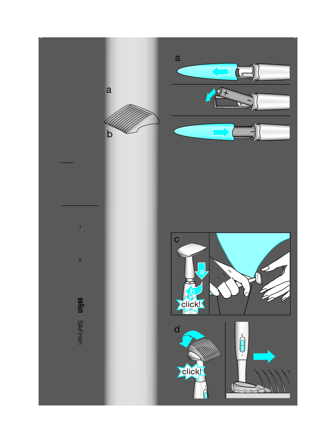 Braun FG 1100 manual Deutsch, Beschreibung, Batterie einlegen, Verwendung der Scherköpfe, Wichtig 