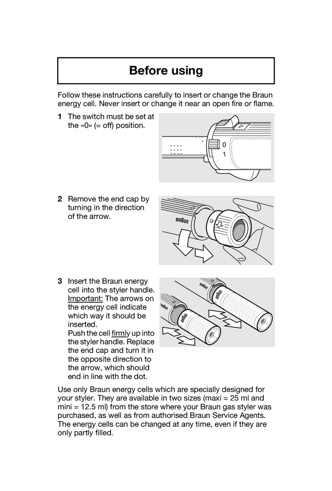 Braun GCS 70 manual Before using 