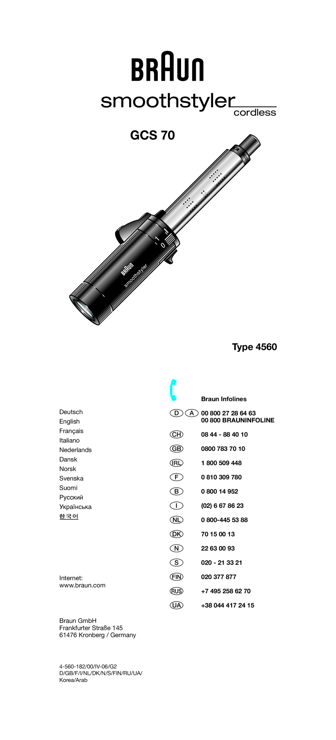 Braun GCS 70 manual Smoothstyler, Type 