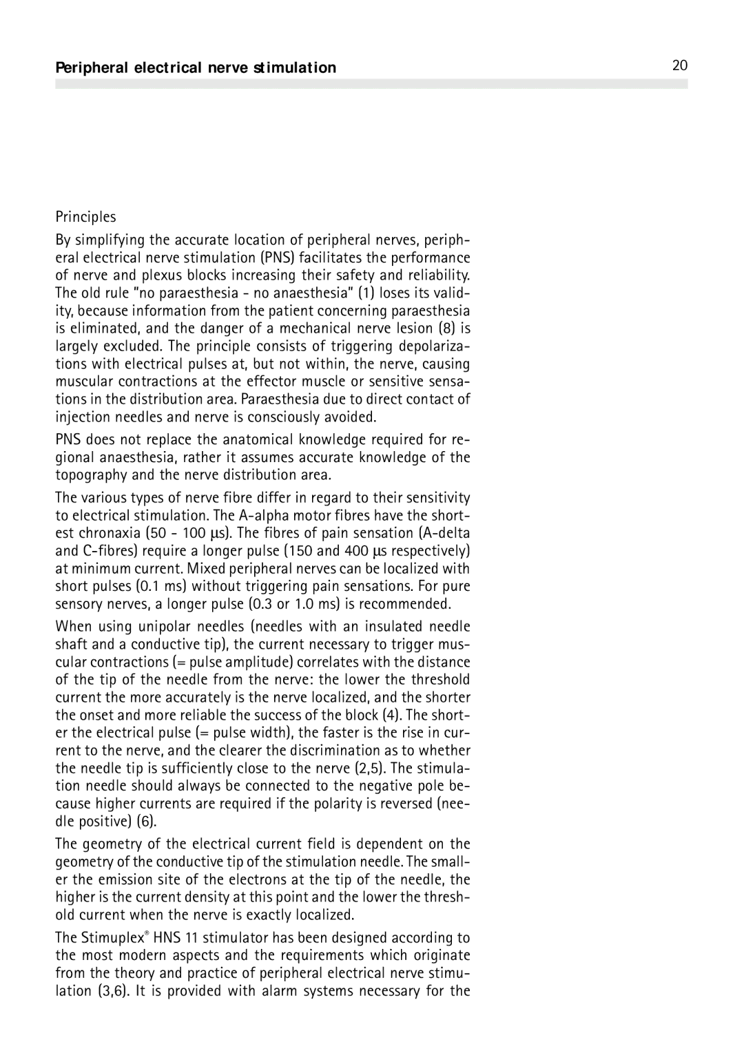Braun HNS 11 user manual Peripheral electrical nerve stimulation, Principles 