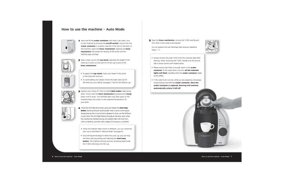 Braun Hot Beverage Machine manual How to use the machine Auto Mode 