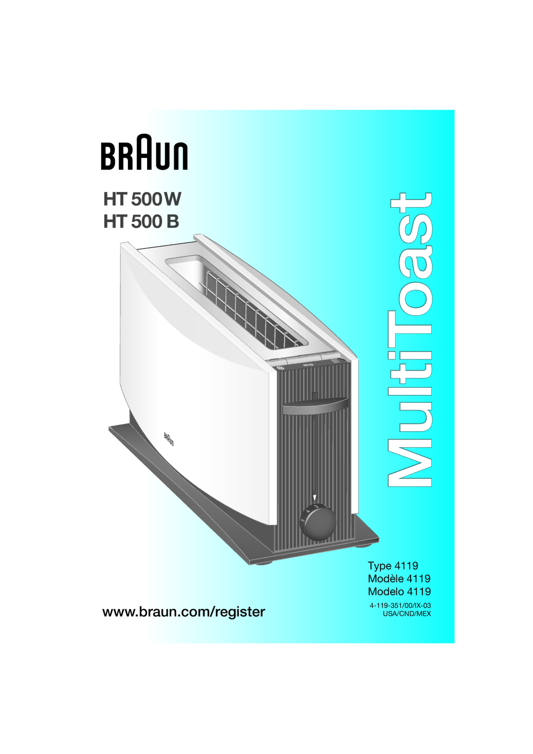 Braun HT 500W, HT 500 B manual MultiToast 