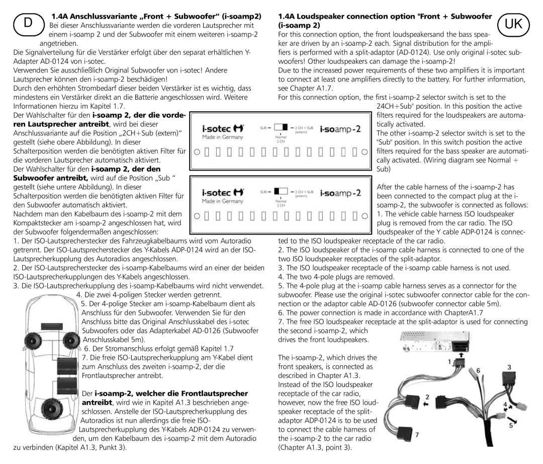 Braun i-soamp-4 manual Soamp, Ren Lautsprecher antreibt, wird bei dieser, Der i-soamp-2, welcher die Frontlautsprecher 