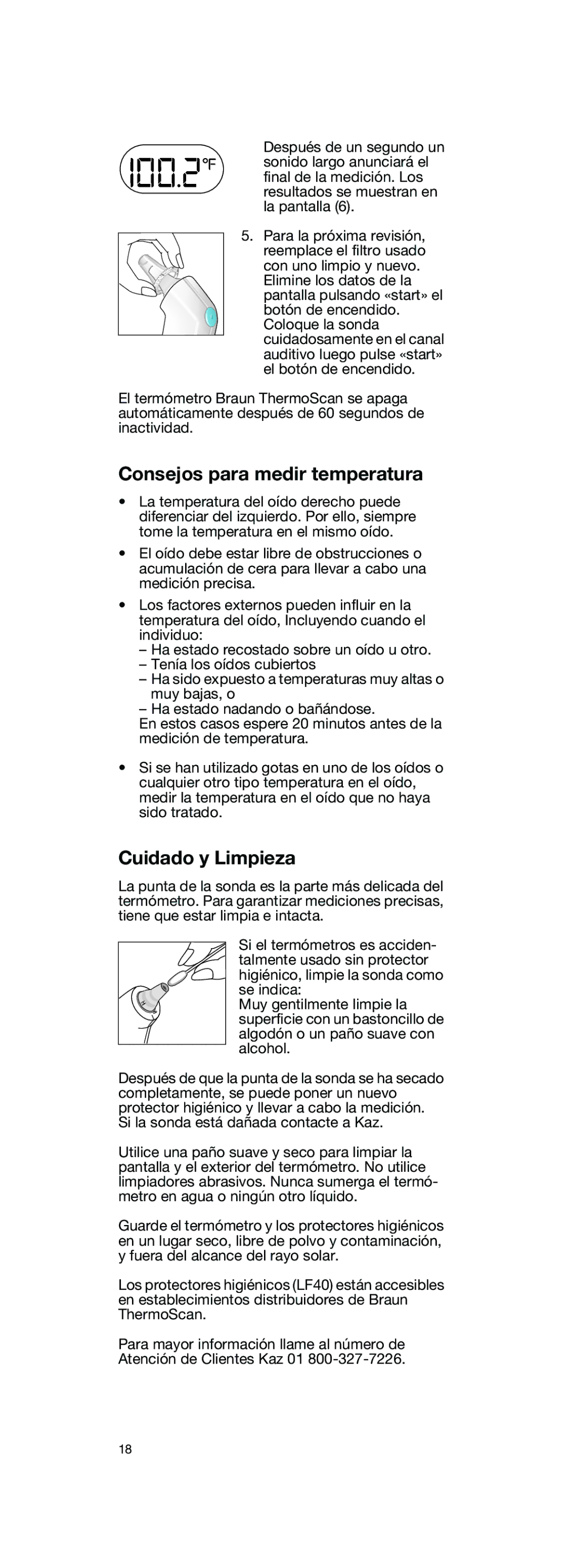 Braun IRT 3020 CO manual Consejos para medir temperatura, Cuidado y Limpieza 