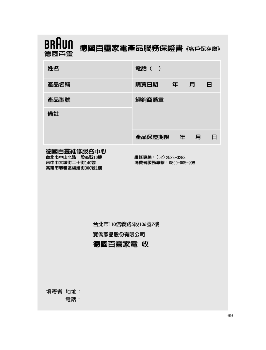 Braun IRT4520 manual     