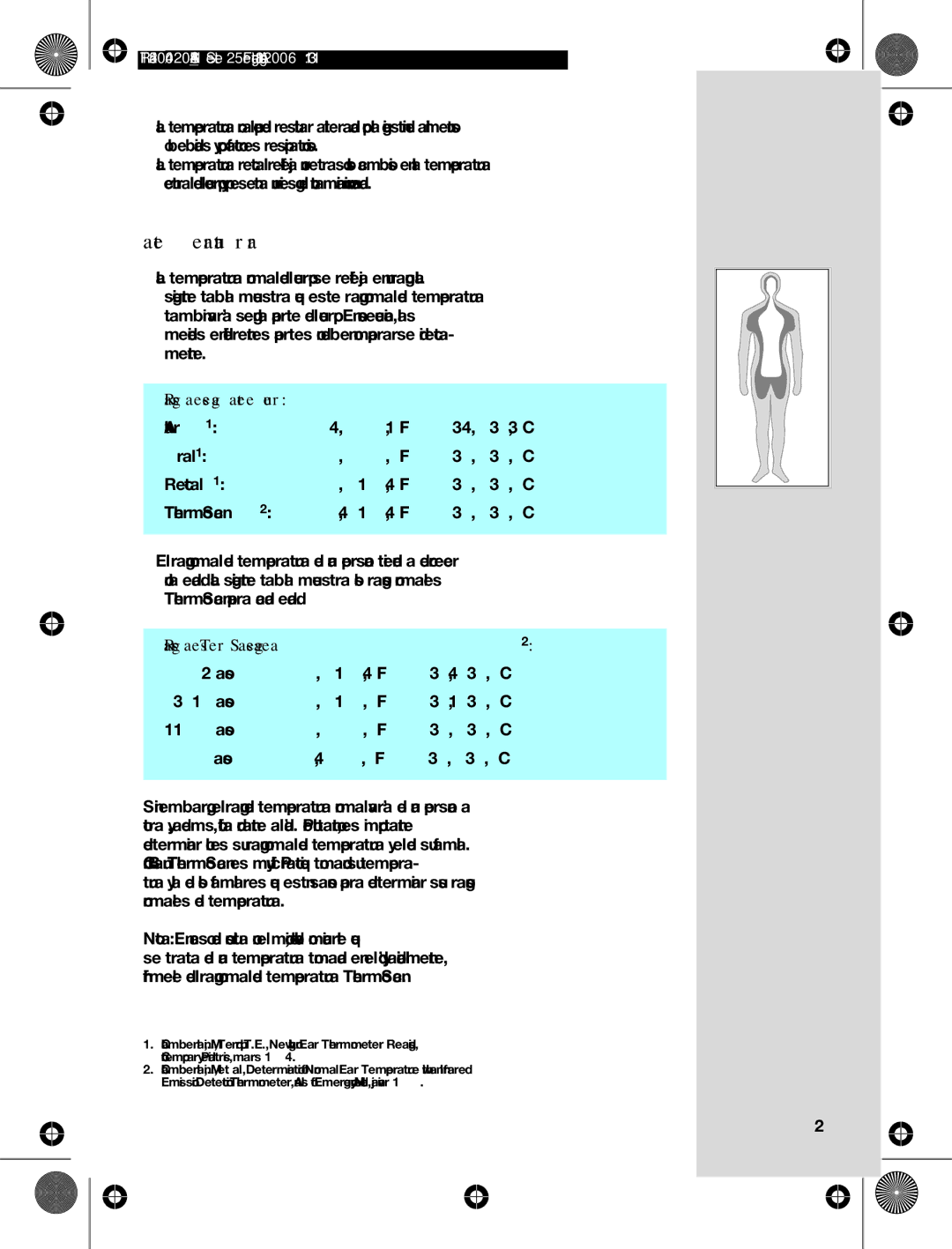 Braun IRT4520USSM manual La temperatura corporal, Rangos normales según la parte del cuerpo 